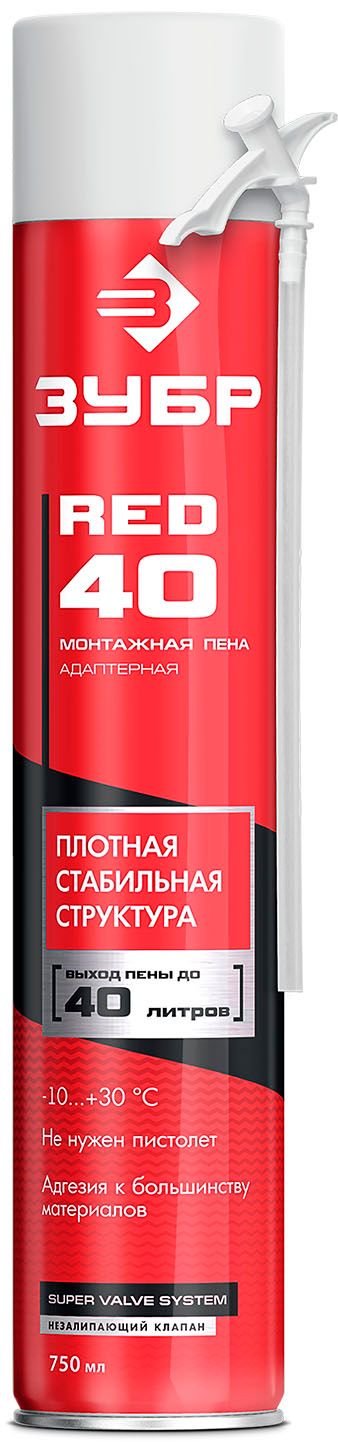 Изображение товара Пена монтажная адаптерная всесезонная, SVS, выход до 42 л, STD ЗУБР, 750 мл